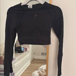 Black Long Sleeve Crop Top